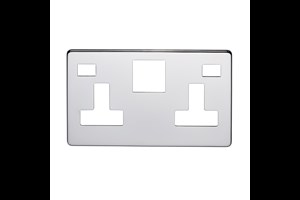 13A 2 Gang Double Pole Switched Socket Plate With Neon Highly Polished Chrome Finish
