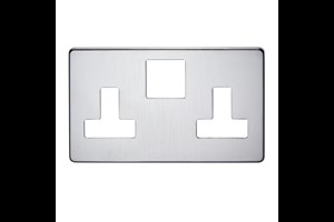 13A 2 Gang Double Pole Switched Socket Plate Satin Chrome Finish