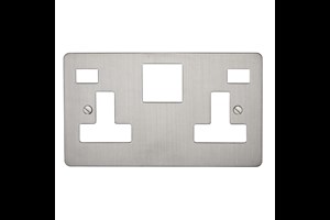 13A 2 Gang Double Pole Switched Socket Plate With Neon Stainless Steel Finish