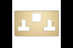 13A 2 Gang Double Pole Switched Socket Plate Polished Brass Finish