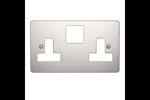 13A 2 Gang Double Pole Switched Socket Plate Polished Stainless Steel Finish