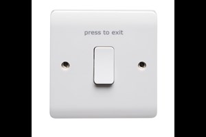10A 1 Gang 2 Way Retractive Switch Printed 'Press To Exit'