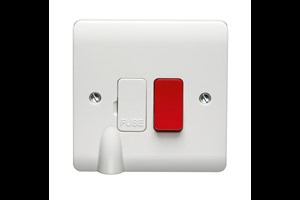 13A Double Pole Switched Fused Connection Unit With Flex Outlet & Red Rocker