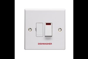 13A Double Pole Switched Fused Connection Unit With Neon Indicator Printed 'Dishwasher'