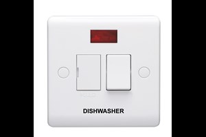 13A Double Pole Switched Fused Connection Unit With Neon Indicator Printed 'Dishwasher'