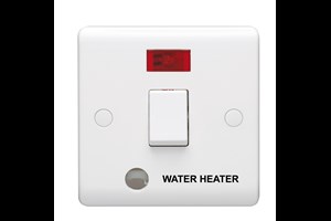 20A 1 Gang Double Pole Control Switch With Neon Indicator & Flex Outlet Printed 'Water Heater'