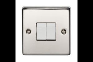10AX 2 Gang 2 Way Flush Metal Plate Switch Polished Stainless Steel Finish