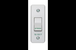 10A 1 Gang Retractive Architrave Switch Printed 'Press To Exit' In Green