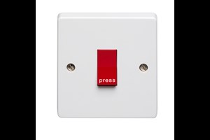 10A 1 Gang 2 Way Retractive Switch Printed 'Press' With Red Rocker