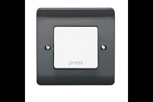 10A 1 Gang Retractive Switch Large Rockers Printed 'Press' All Grey With White Rocker 