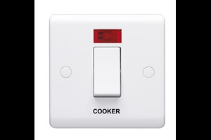 45A 1 Gang Double Pole Control Switch With Neon Indicator Printed 'Cooker'