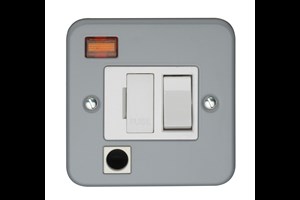 13A Double Pole Switched Metalclad Fused Connection Unit With Neon & Cord Outlet