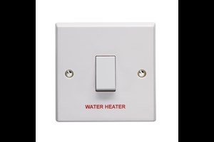 20A 1 Gang Double Pole Control Switch Printed 'Water Heater'