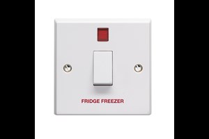 20A 1 Gang Double Pole Control Switch With Neon Indicator Printed 'Fridge Freezer'
