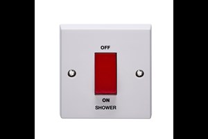 45A 1 Gang Double Pole Control Switch Printed 'Shower'