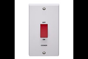 45A 2 Gang Vertical Double Pole Control Switch Printed 'Cooker'