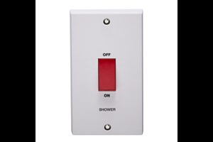 45A 2 Gang Vertical Double Pole Control Switch Printed 'Shower'
