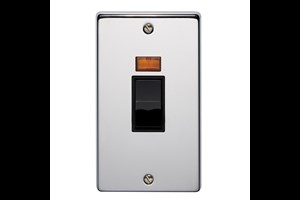 50A 2 Gang Double Pole Control Switch With Neon Highly Polished Chrome Finish