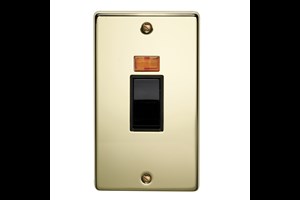 50A 2 Gang Double Pole Control Switch With Neon Polished Brass Finish