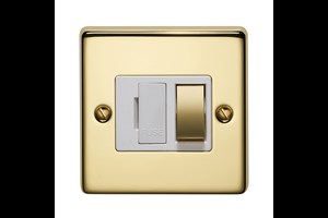 13A Double Pole Switched Fused Connection Unit With Metal Rocker Polished Brass Finish