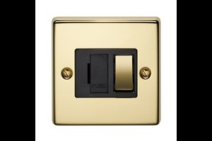 13A Double Pole Switched Fused Connection Unit With Metal Rocker Polished Brass Finish