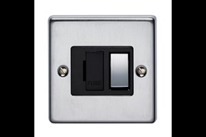 13A Double Pole Switched Fused Connection Unit With Metal Rocker Satin Chrome Finish
