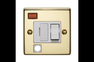 13A Double Pole Switched Fused Connection Unit With Cord Outlet And Neon Polished Brass Finish