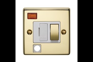 13A Double Pole Switched Fused Connection Unit With Metal Rocker, Cord Outlet And Neon Polished Brass Finish