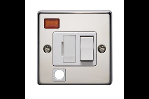 13A Double Pole Switched Fused Connection Unit With Cord Outlet And Neon Polished Stainless Steel Finish