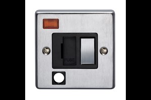 13A Double Pole Switched Fused Connection Unit With Metal Rocker, Cord Outlet And Neon Satin Chrome Finish