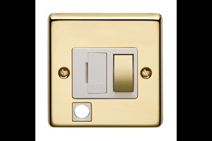 13A Double Pole Switched Fused Connection Unit With Metal Rocker And Cord Outlet Polished Brass Finish