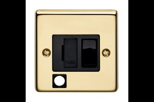 13A Double Pole Switched Fused Connection Unit With Cord Outlet Polished Brass Finish
