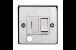 13A Double Pole Switched Fused Connection Unit With Cord Outlet Satin Chrome Finish