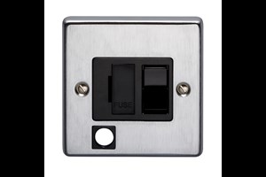 13A Double Pole Switched Fused Connection Unit With Metal Rocker And Cord Outlet Satin Chrome Finish
