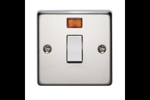 20A 1 Gang Double Pole Control Switch With Neon Polished Stainless Steel Finish