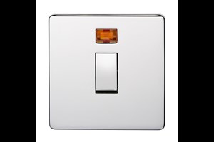 20A 1 Gang Double Pole Switch With Neon Highly Polished Chrome Finish