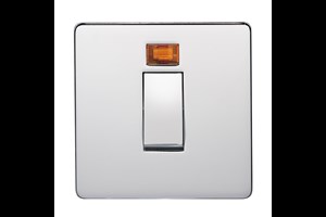 45A 1 Gang Double Pole Switch With Neon Highly Polished Chrome Finish
