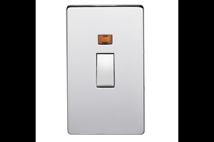 45A 2 Gang Double Pole Switch With Neon Highly Polished Chrome Finish