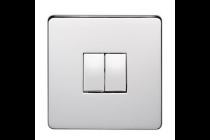 10AX 2 Gang 2 Way Switch Highly Polished Chrome Finish