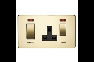 45A Cooker Control Unit With 13A Socket And Neon Polished Brass Finish