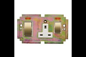45A Cooker Control Unit With 13A Socket Interior With Neon Polished Brass Finish Rockers