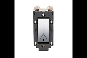 10A Retractive Grid Switch Printed 'Bell Symbol' Satin Chrome Finish Rocker