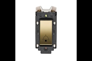 10A Retractive Grid Switch Printed 'Bell Symbol' Polished Brass Finish Rocker
