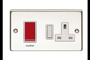 45A Cooker Control Unit With 13A Double Pole Switched Socket Outlet Polished Steel Finish