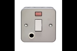 20A 1 Gang Double Pole Switch With Neon Front Flex Outlet And Cord Grip Metalclad