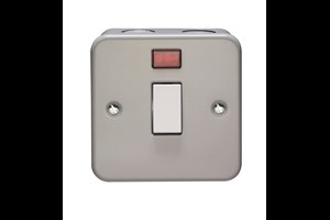 20A 1 Gang Double Pole Switch With Neon Metalclad