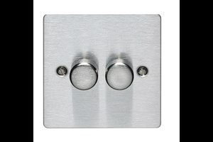 2 Gang 2 Way 250 Watt Mains/Low Voltage Dimmer Stainless Steel Finish