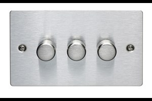 3 Gang 2 Way 250 Watt Mains/Low Voltage Dimmer Stainless Steel Finish