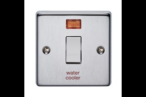 20A 1 Gang Double Pole Metal Switch With Neon Printed 'Water Cooler' Satin Chrome Finish