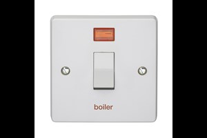 32A 1 Gang Double Pole Control Switch With Neon Printed 'Boiler'